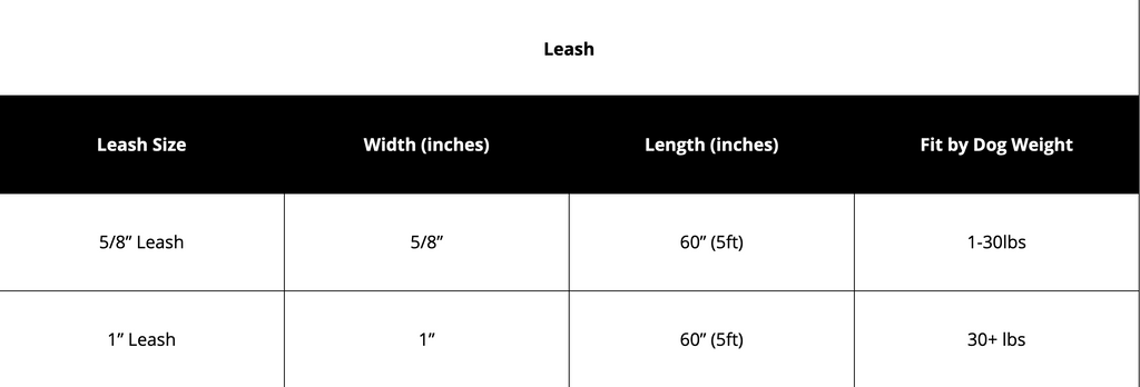 theworthydogleadsizechart